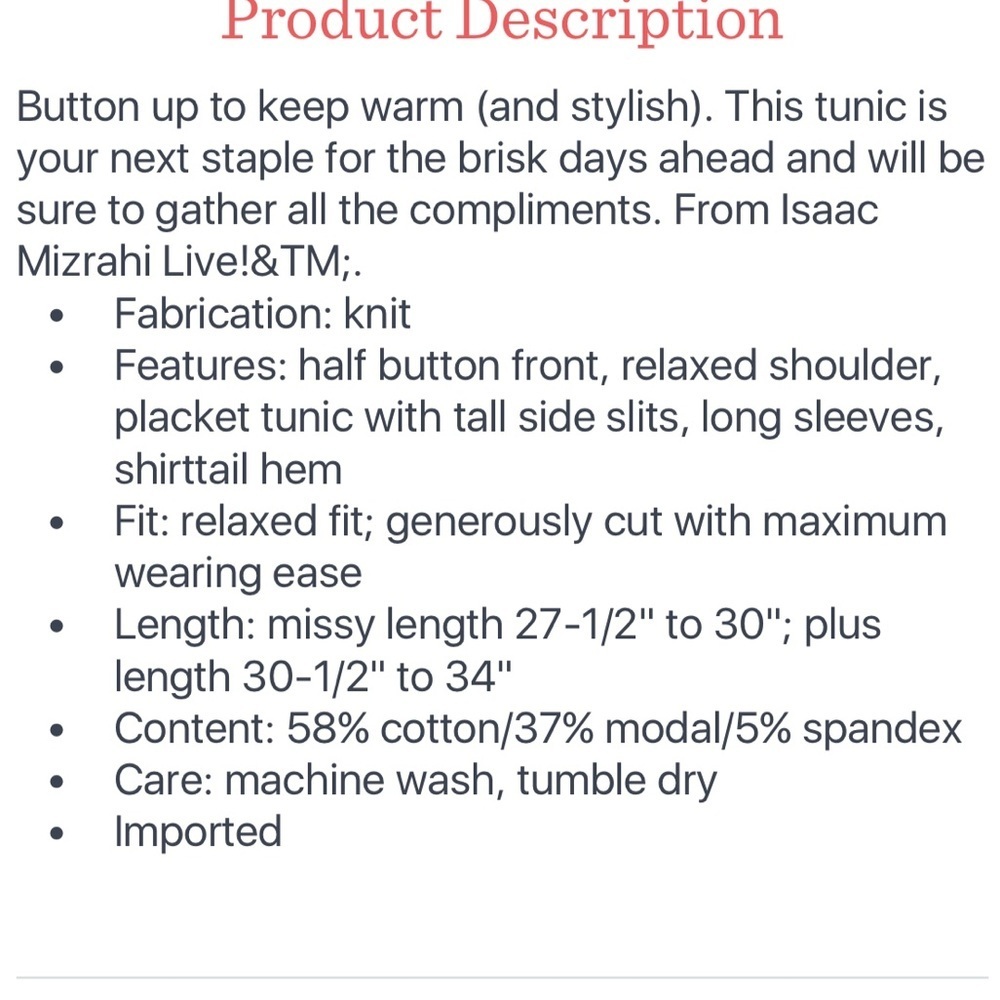 Half placket button tunic - Picture 7 of 9